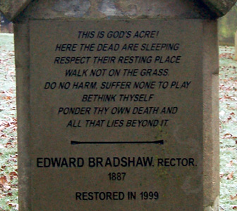 Edward Bradshaw's verse in the churchyard